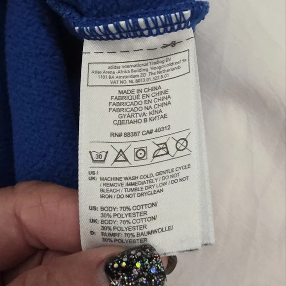 Adidas zip-up hoodie with a prominent Trefoil logo on the chest. size Medium EUC - Picture 3 of 7